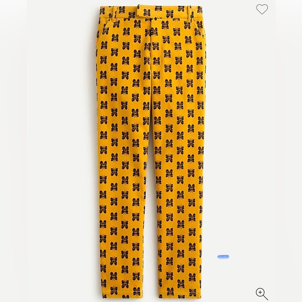 J.Crew Yellow Corduroy Pants with Black Butterfly Pattern
